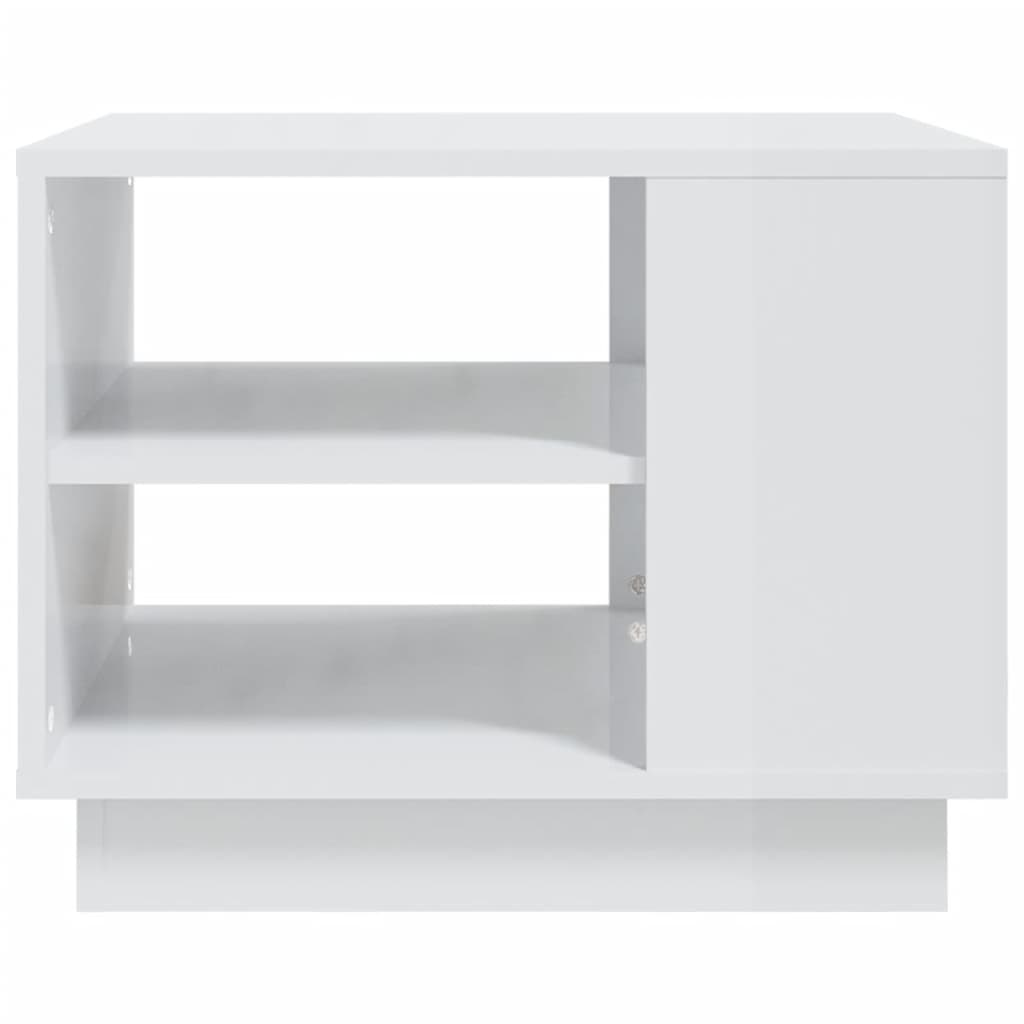 vidaXL Klubska mizica visok sijaj bela 55x55x43 cm iverna plošča