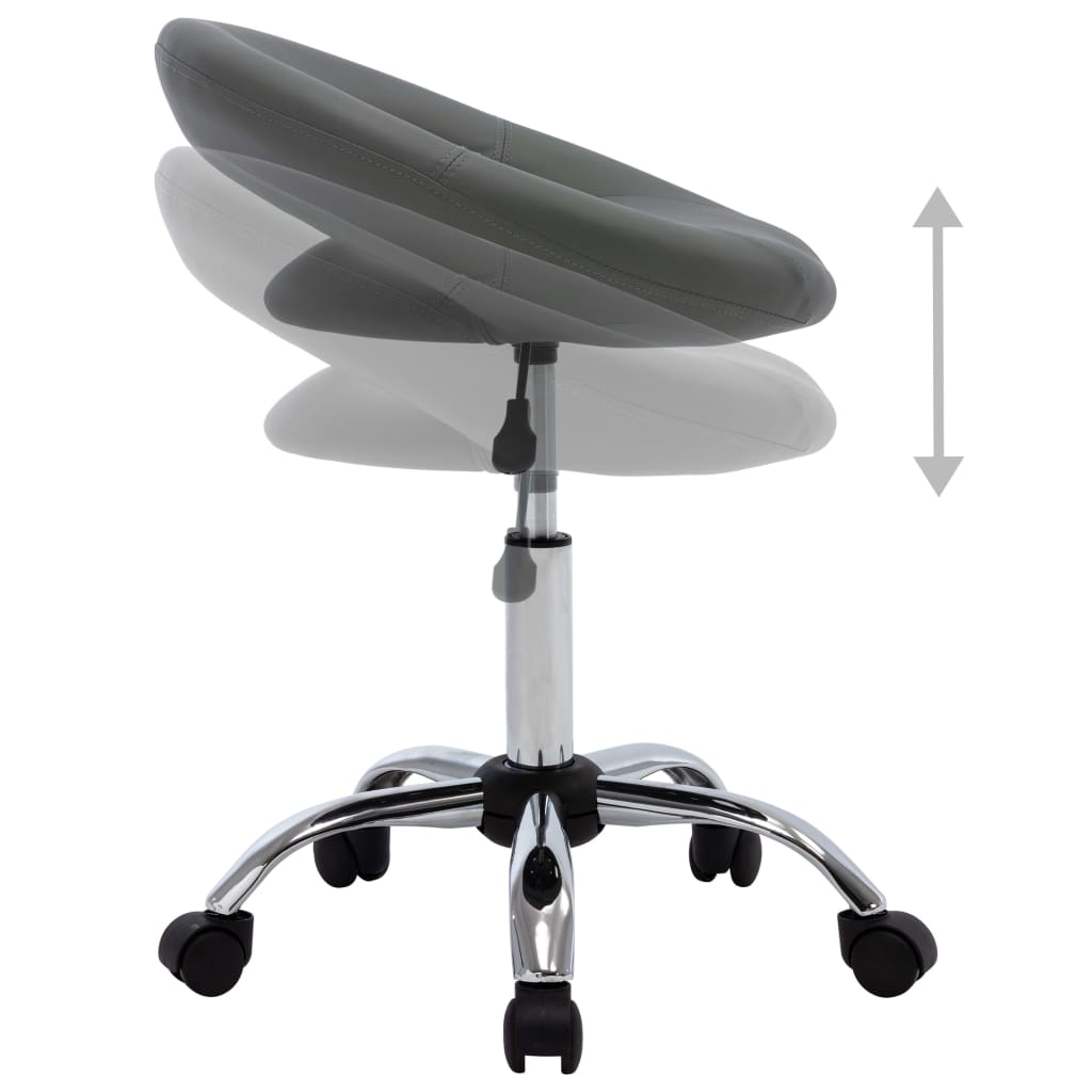 vidaXL Vrtljiv delovni stol sivo umetno usnje