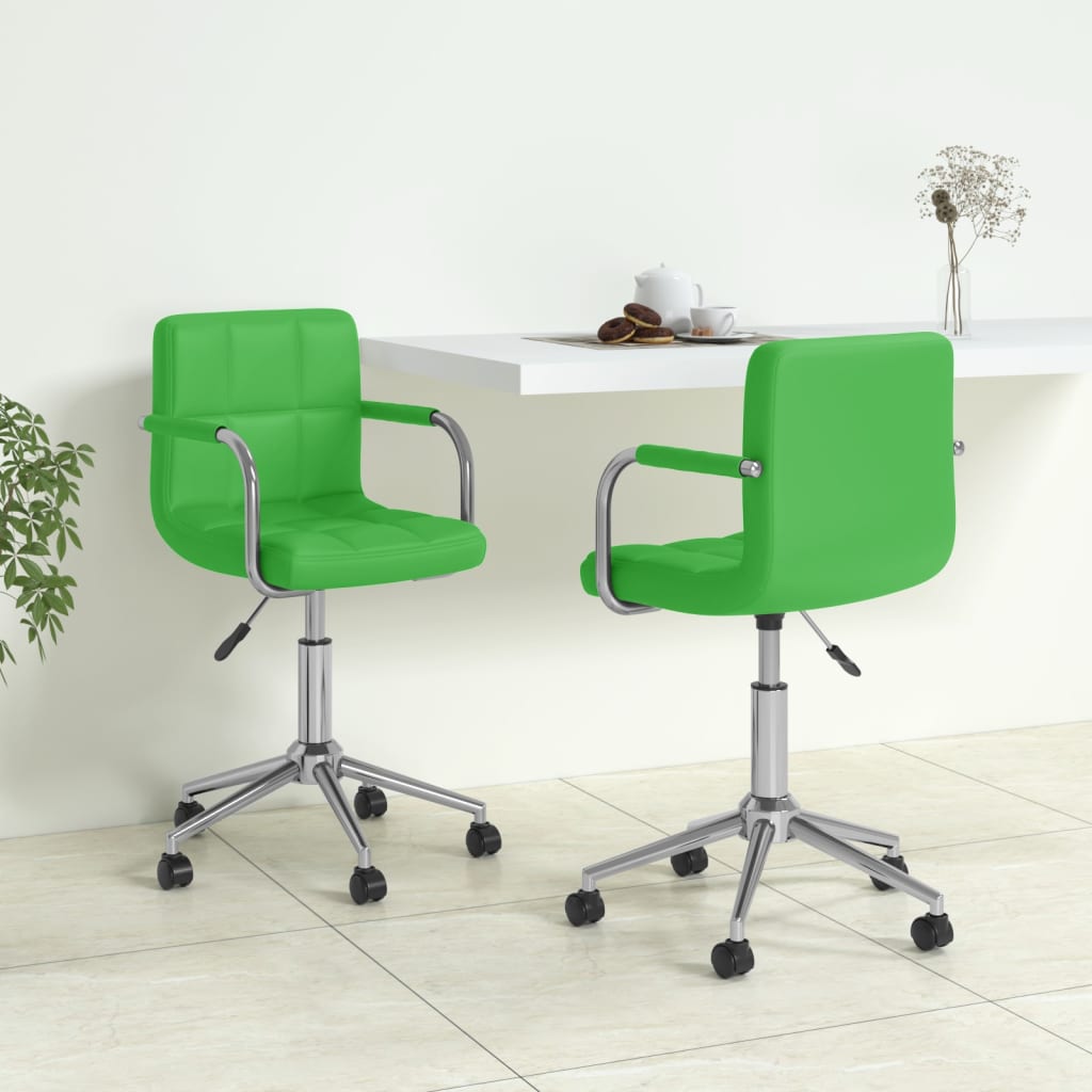 vidaXL Vrtljivi jedilni stoli 2 kosa zeleno umetno usnje