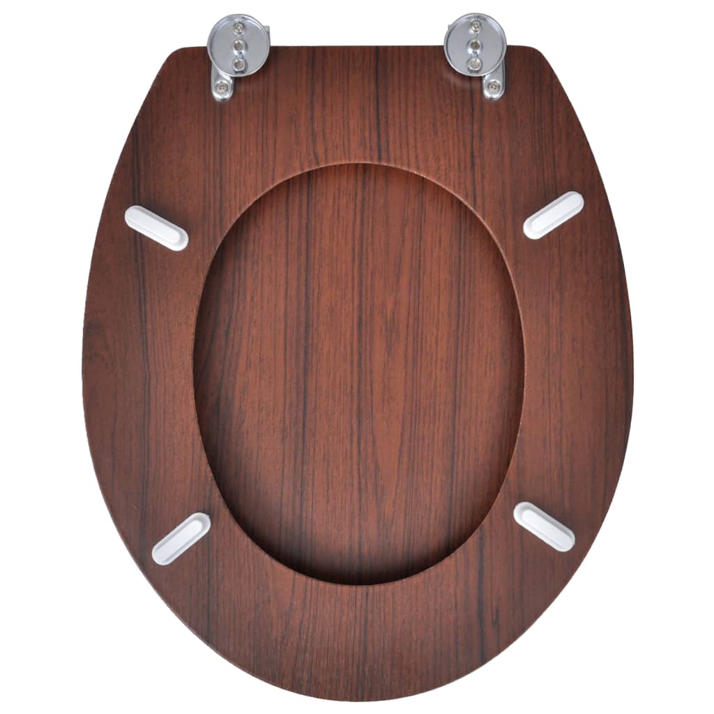 vidaXL Deska za WC školjko z MDF pokrovom preprost dizajn rjava