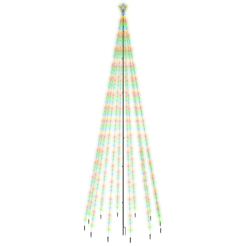 vidaXL Božično drevo s konico 732 pisanih LED lučk 500 cm