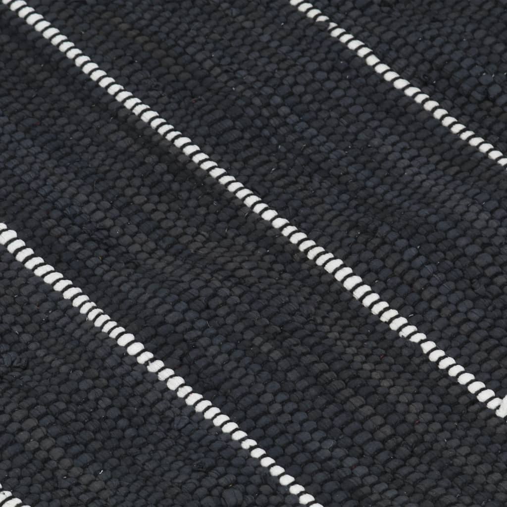 vidaXL Ročno pletena Chindi preproga iz bombaža 120x170 cm antracitna
