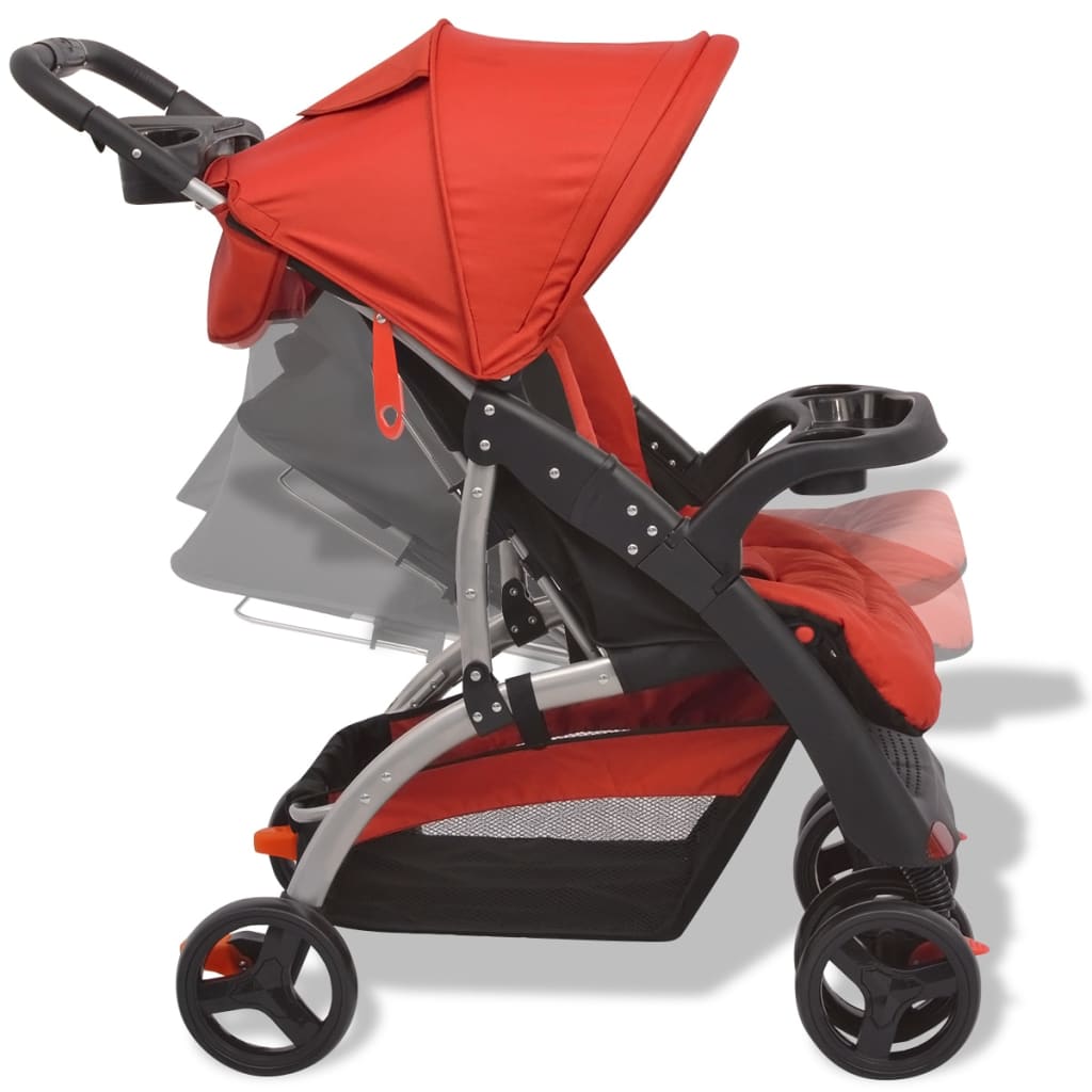 vidaXL Otroški voziček rdeč 102x52x100 cm