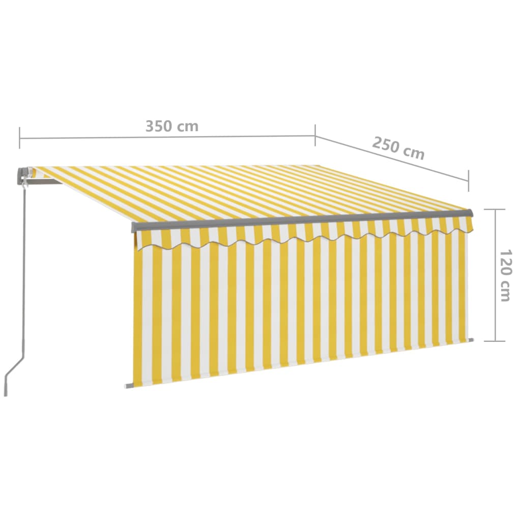 vidaXL Ročno zložljiva tenda s senčilom 3,5x2,5 m rumena in bela