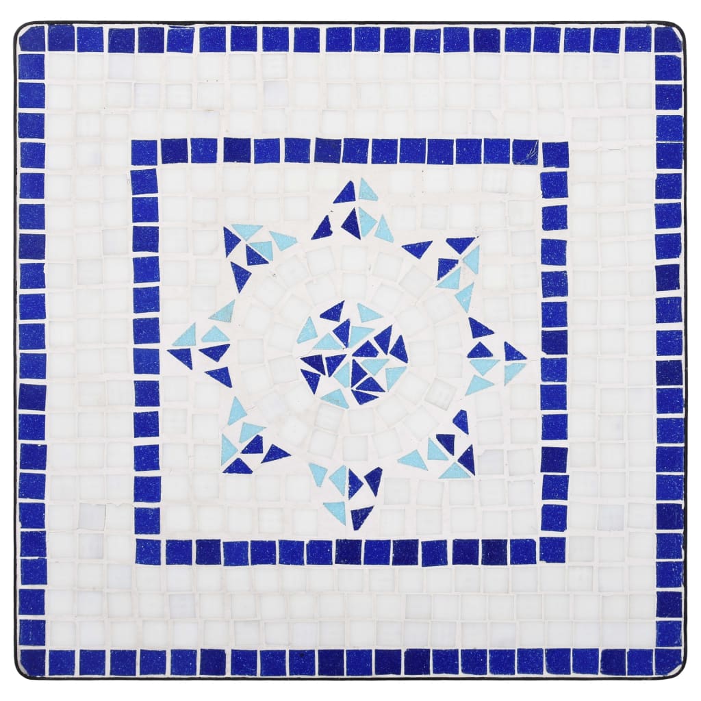 vidaXL Bistro mizica z mozaikom modra in bela 60 cm keramika
