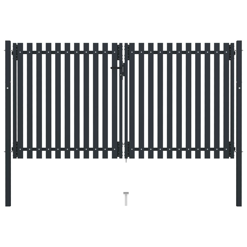 vidaXL Dvojna vrata za ograjo iz jekla 306x220 cm antracitna