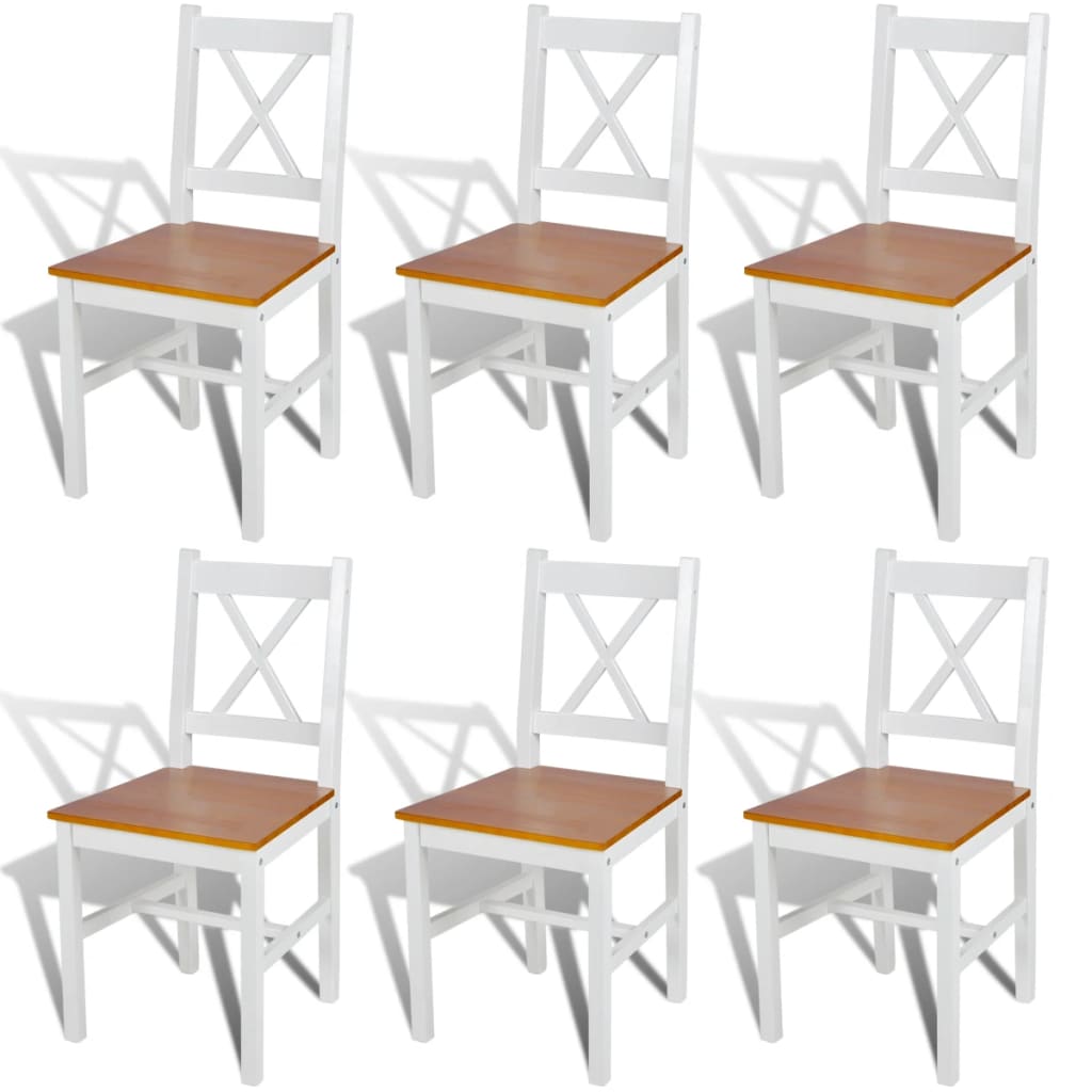 vidaXL Jedilni stoli 6 kosov bela borovina