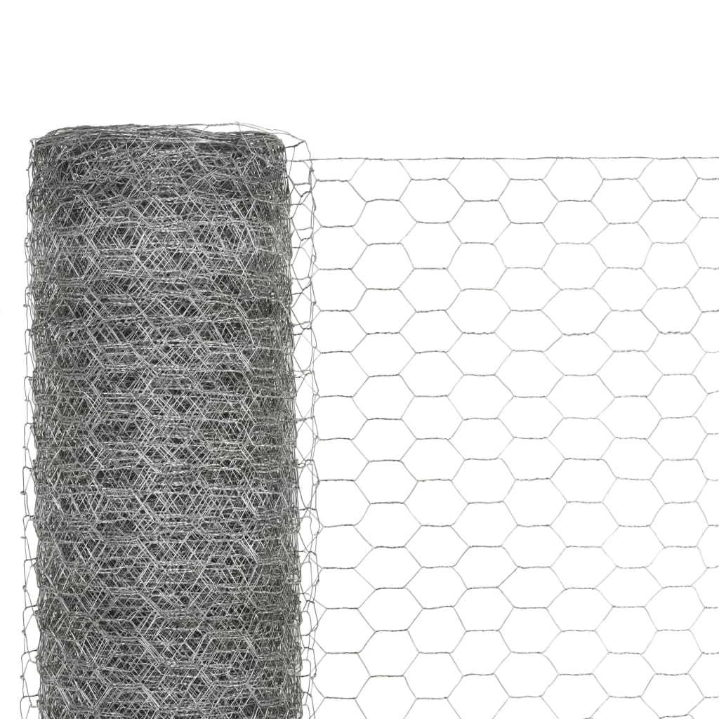 vidaXL Žična mreža za ograjo pocinkano jeklo 25x1,5 m srebrna
