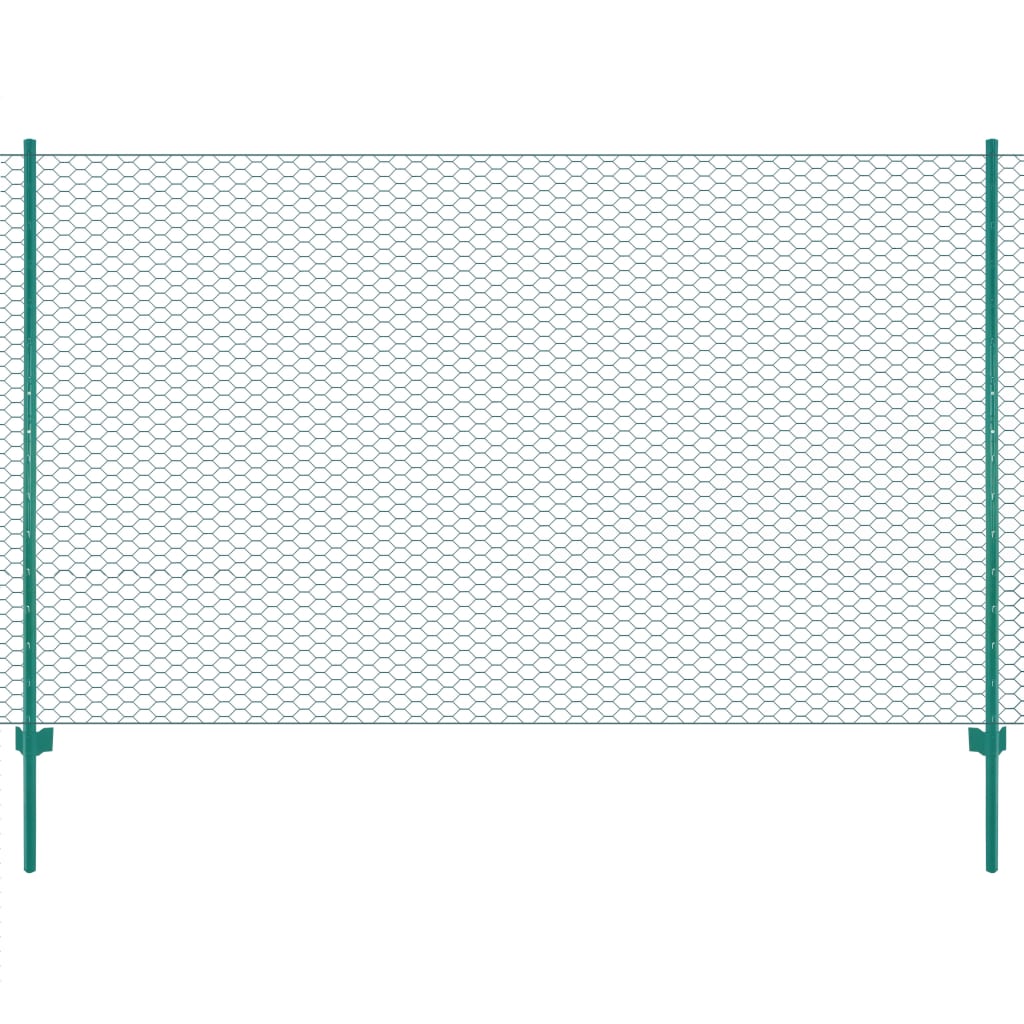 vidaXL Žična mrežna ograja s stebrički jeklo 25x2 m zelena