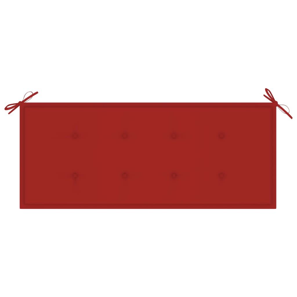 vidaXL Vrtna klop z rdečo blazino 120 cm trdna tikovina