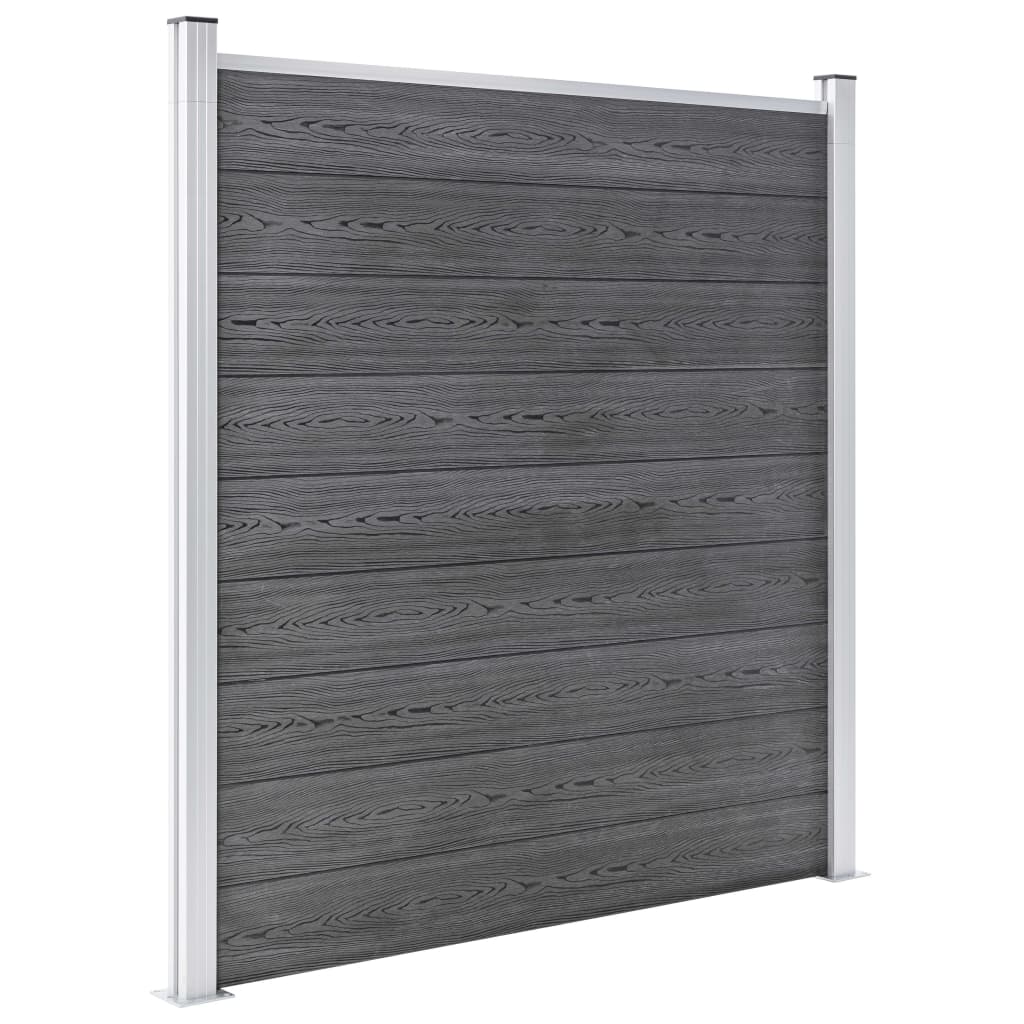 vidaXL WPC ograjni paneli 8 kvadratnih + 1 poševni 1484x186 cm sivi