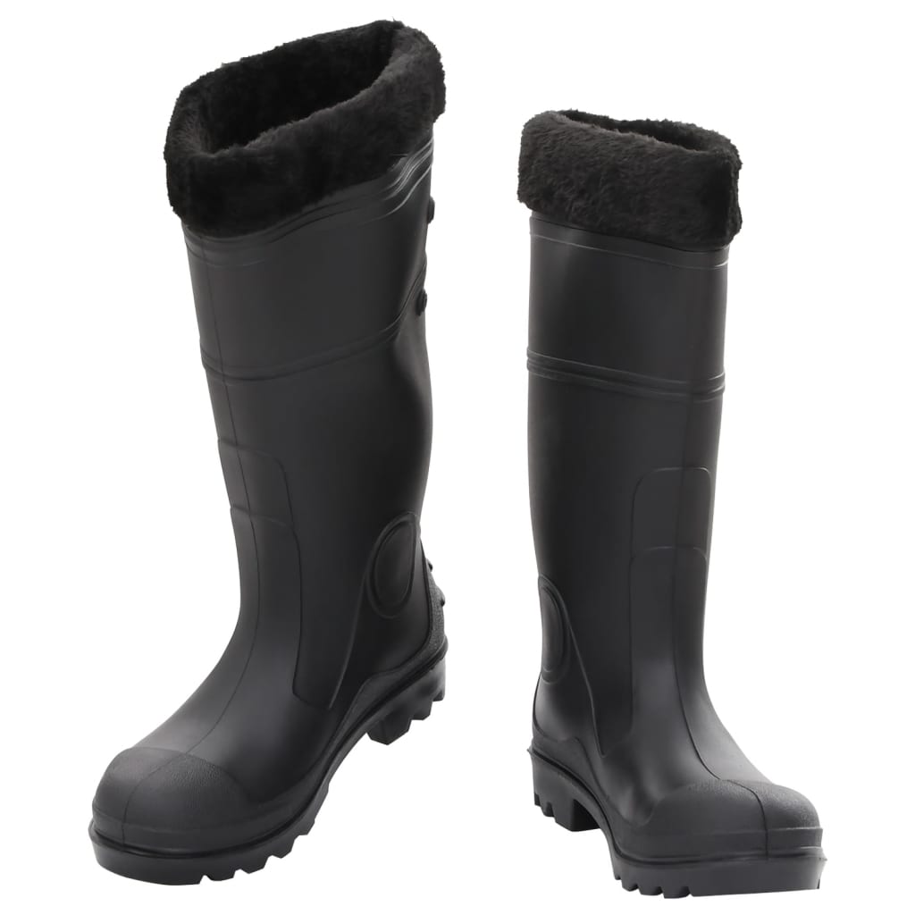 vidaXL Dežni škornji z odstranljivimi nogavicami črni velikost 38 PVC