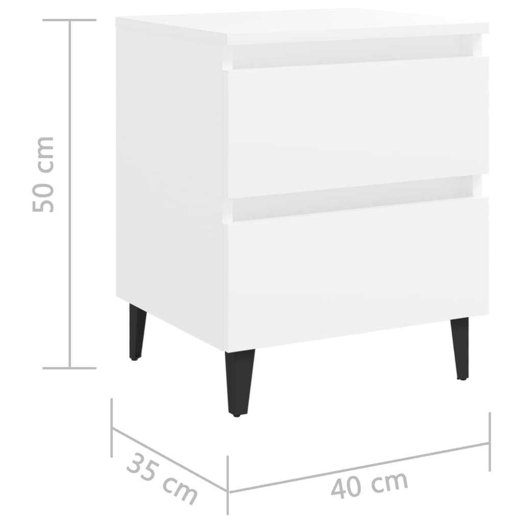 vidaXL Nočna omarica bela 40x35x50 cm iverna plošča