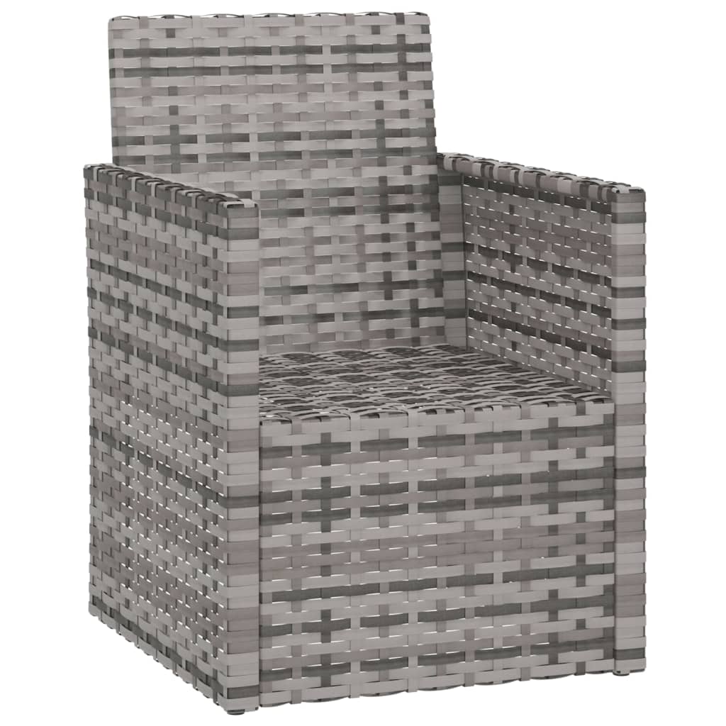 vidaXL Vrtni fotelj z blazino siv poli ratan