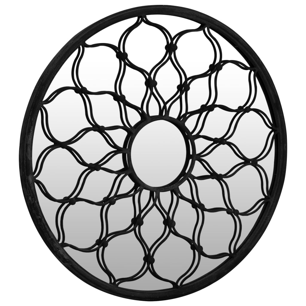 vidaXL Ogledalo črno 60x3 cm železno okroglo za notranjo uporabo
