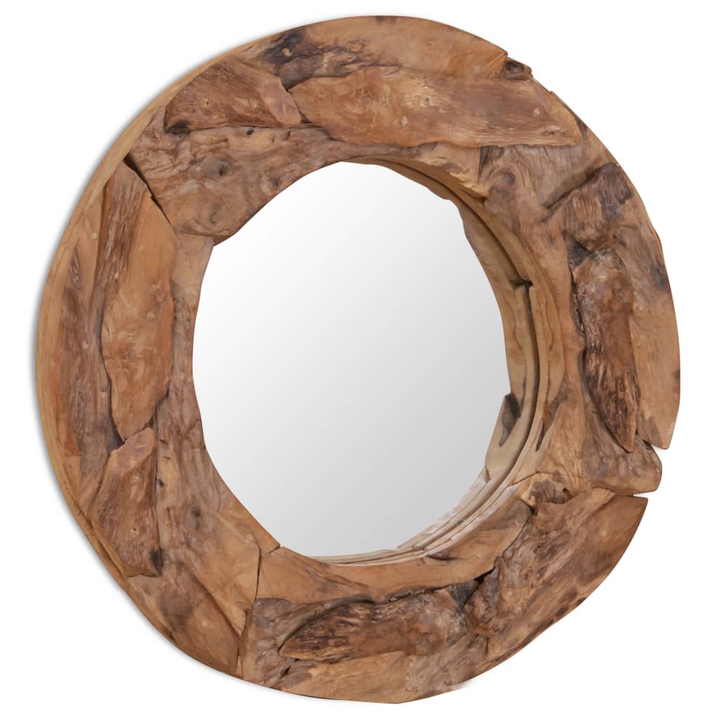 vidaXL Okrasno ogledalo tikovina 60 cm okrogle oblike