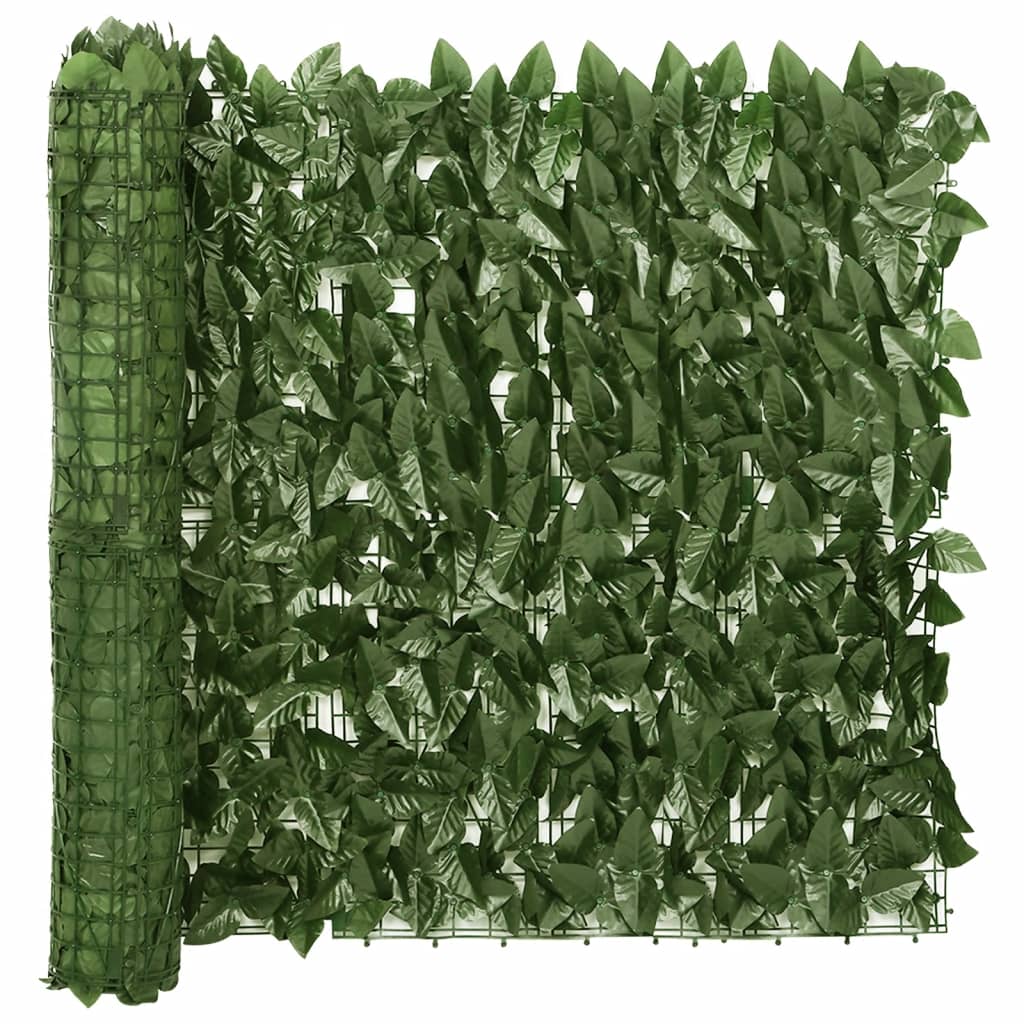 vidaXL Balkonsko platno za zasebnost s temno zelenimi listi 600x75 cm