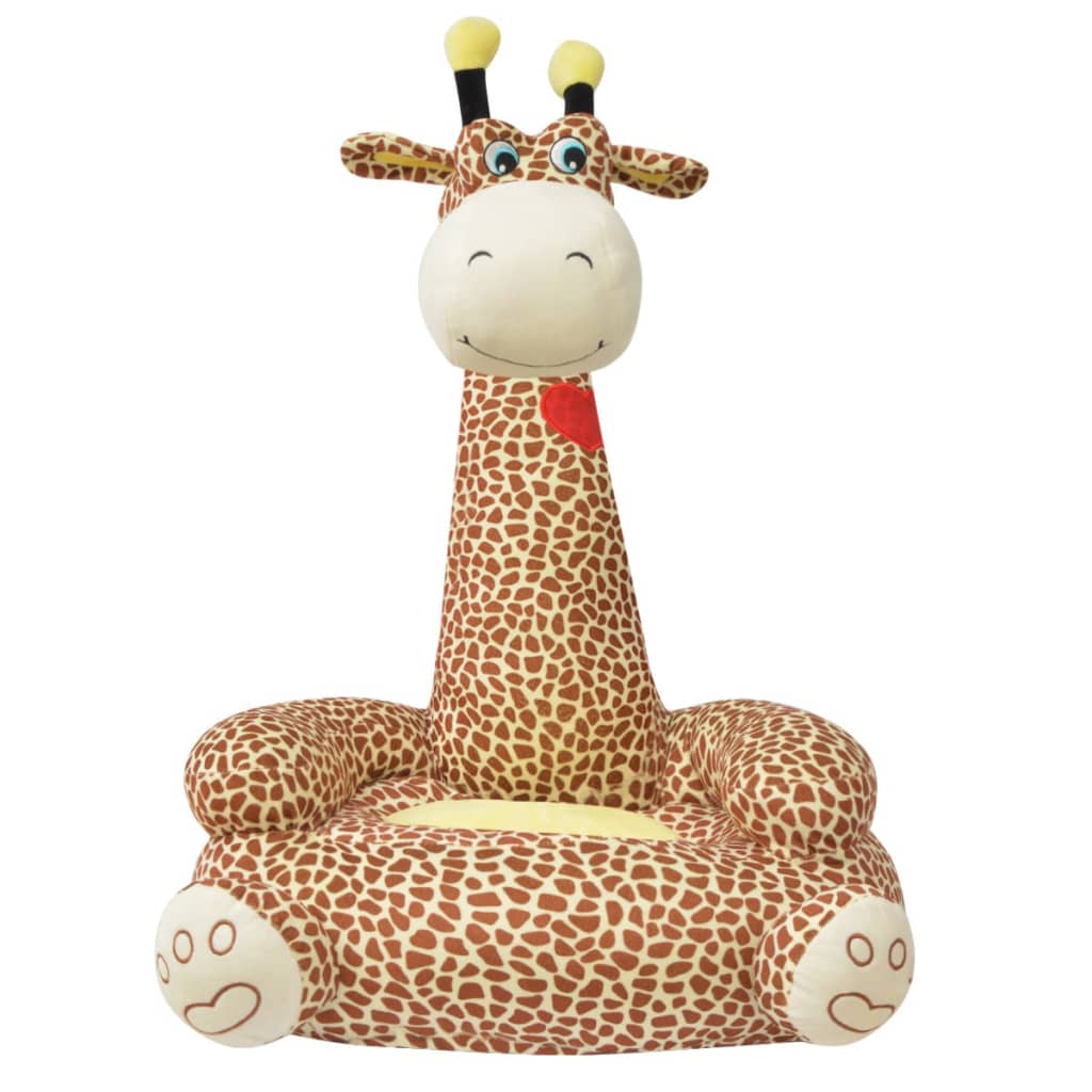 vidaXL Plišasti otroški stol žirafa rjav