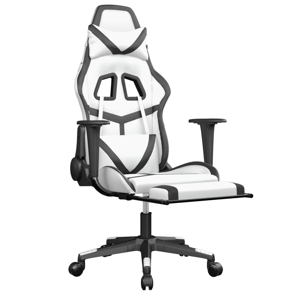 vidaXL Igralni stol z oporo za noge belo in črno umetno usnje