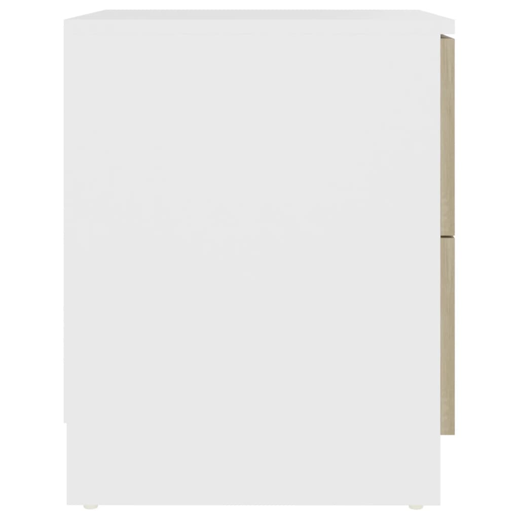 vidaXL Nočna omarica 2 kosa bela in sonoma hrast 40x40x50 cm iverna plošča