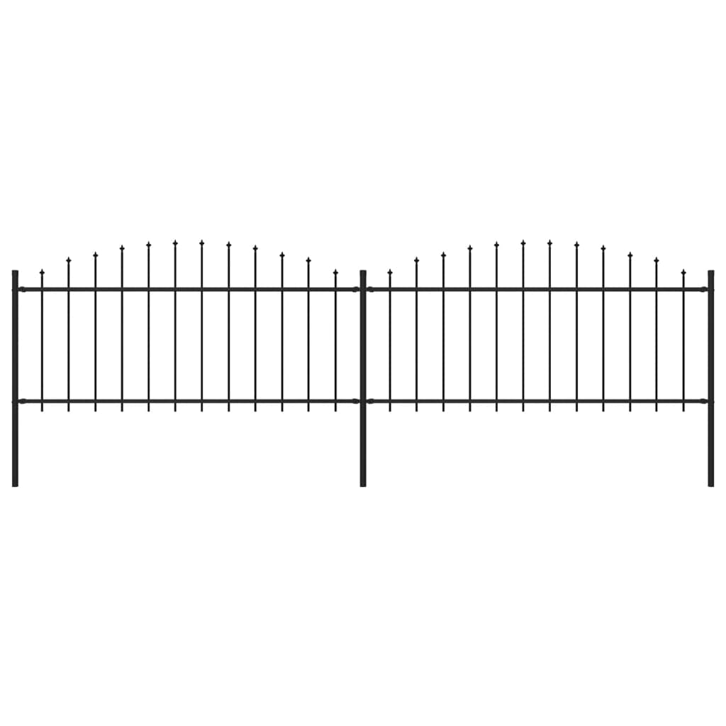 vidaXL Vrtna ograja s koničastimi vrhovi jeklo (0,5-0,75)x3,4 m črna