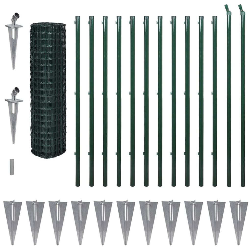 vidaXL Evro ograja iz jekla 25x1,7 m zelena