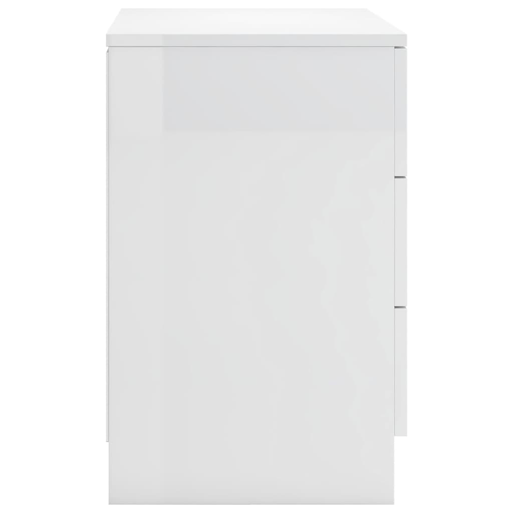 vidaXL Nočna omarica visok sijaj bela 38x35x56 cm iverna plošča