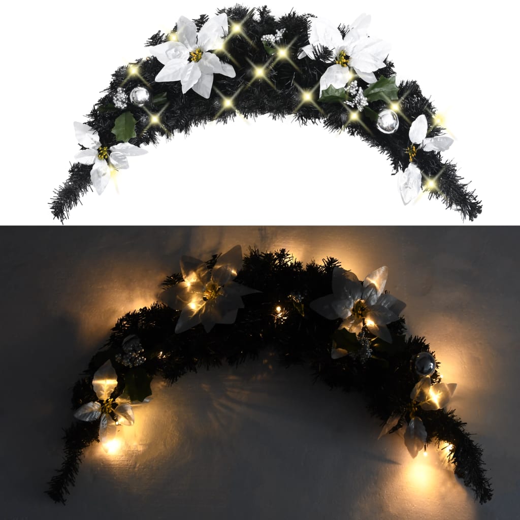 vidaXL Božični okras z LED lučkami črn 90 cm PVC