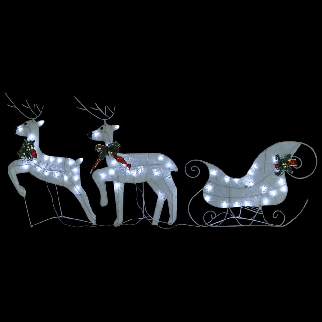 vidaXL Severni jeleni s sanmi 140 LED lučk zunanji bele barve