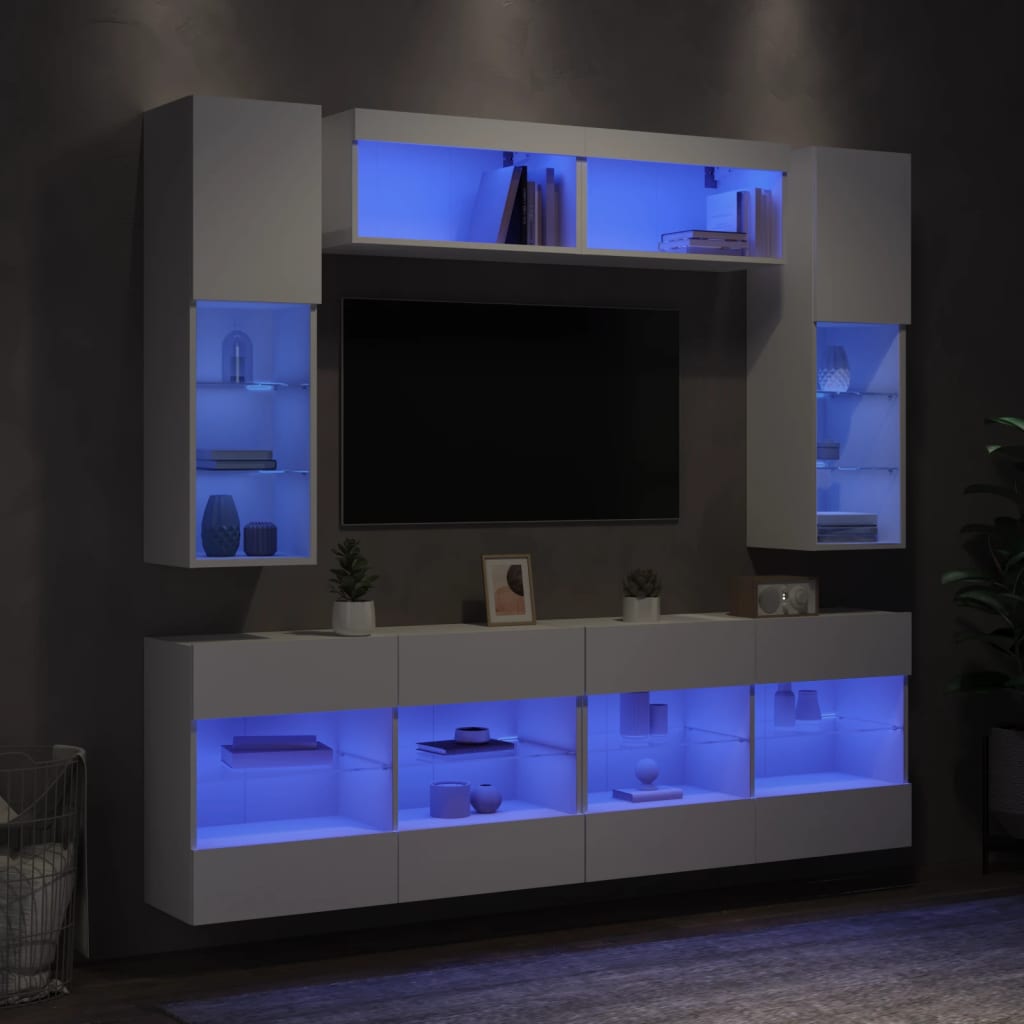 vidaXL Komplet TV omaric z LED lučkami 6-delni bel