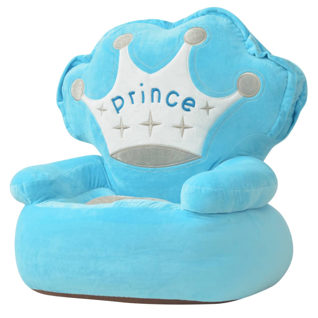 vidaXL Plišasti otroški stol Prince modre barve