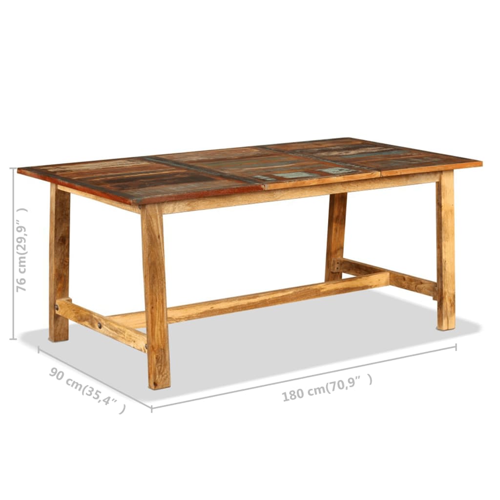 vidaXL Jedilna miza iz trdnega predelanega lesa 180 cm