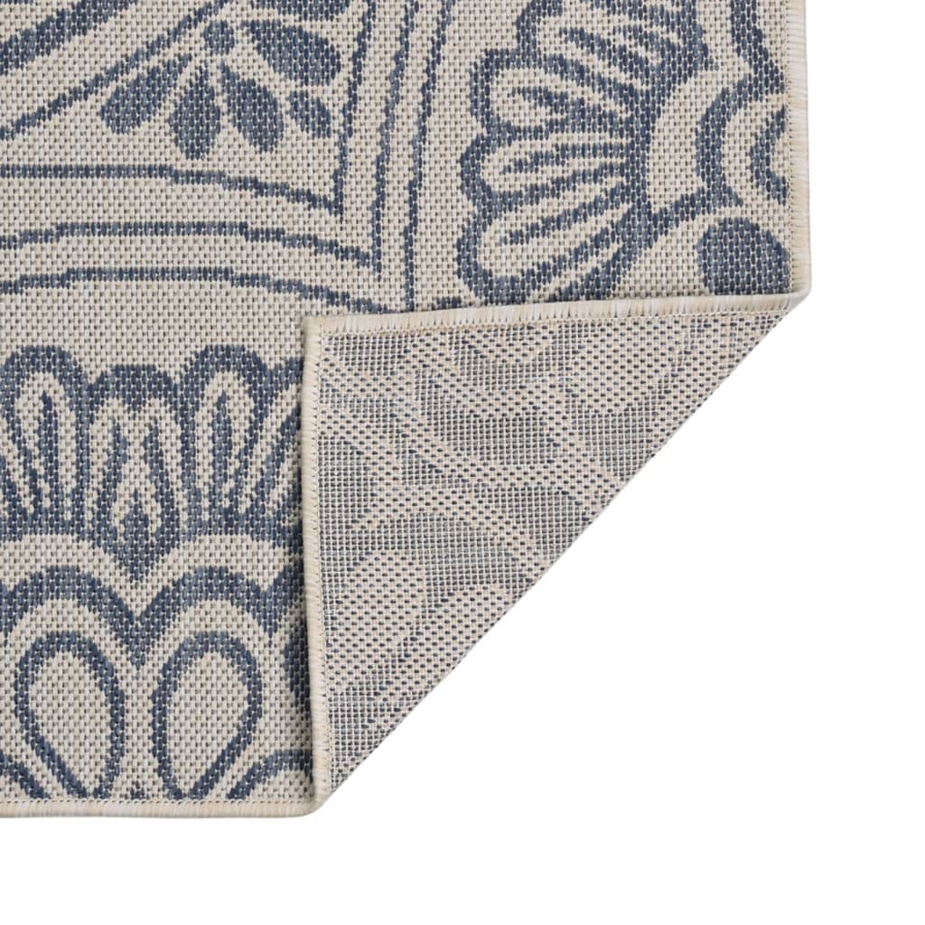 vidaXL Zunanja preproga ploščato tkanje 80x150 cm modri vzorec