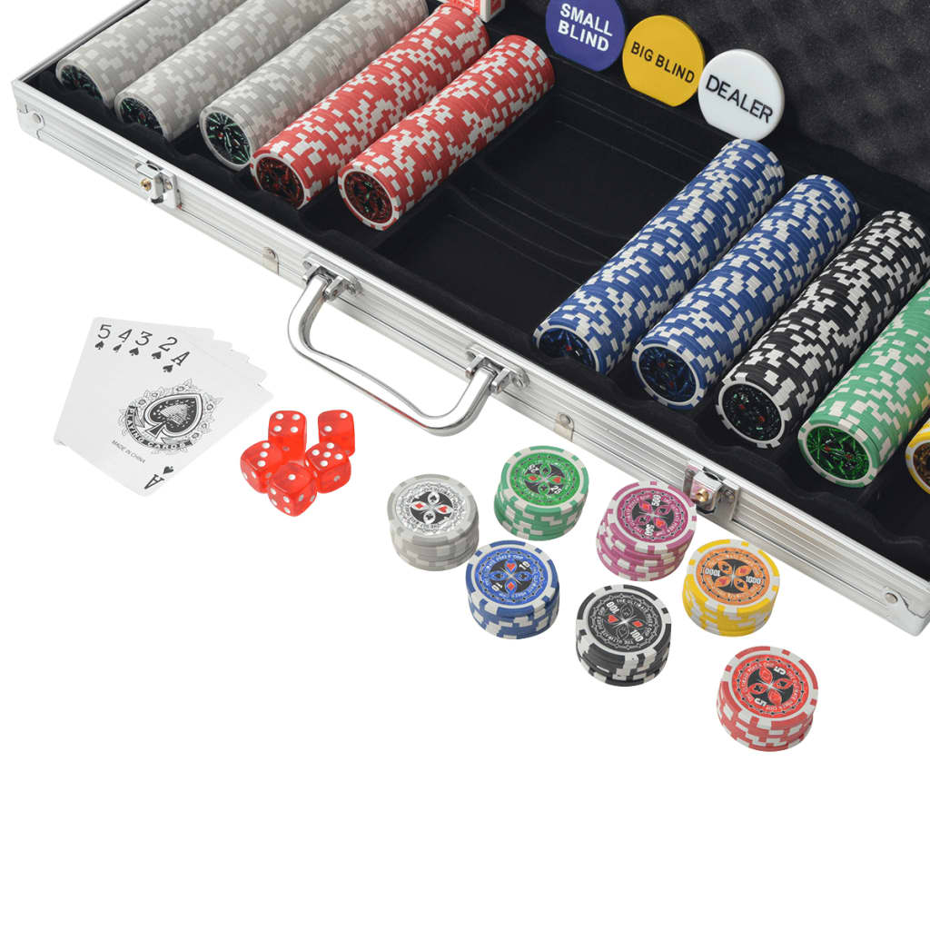 vidaXL Poker Set s 500 Laserskimi Žetoni Aluminij