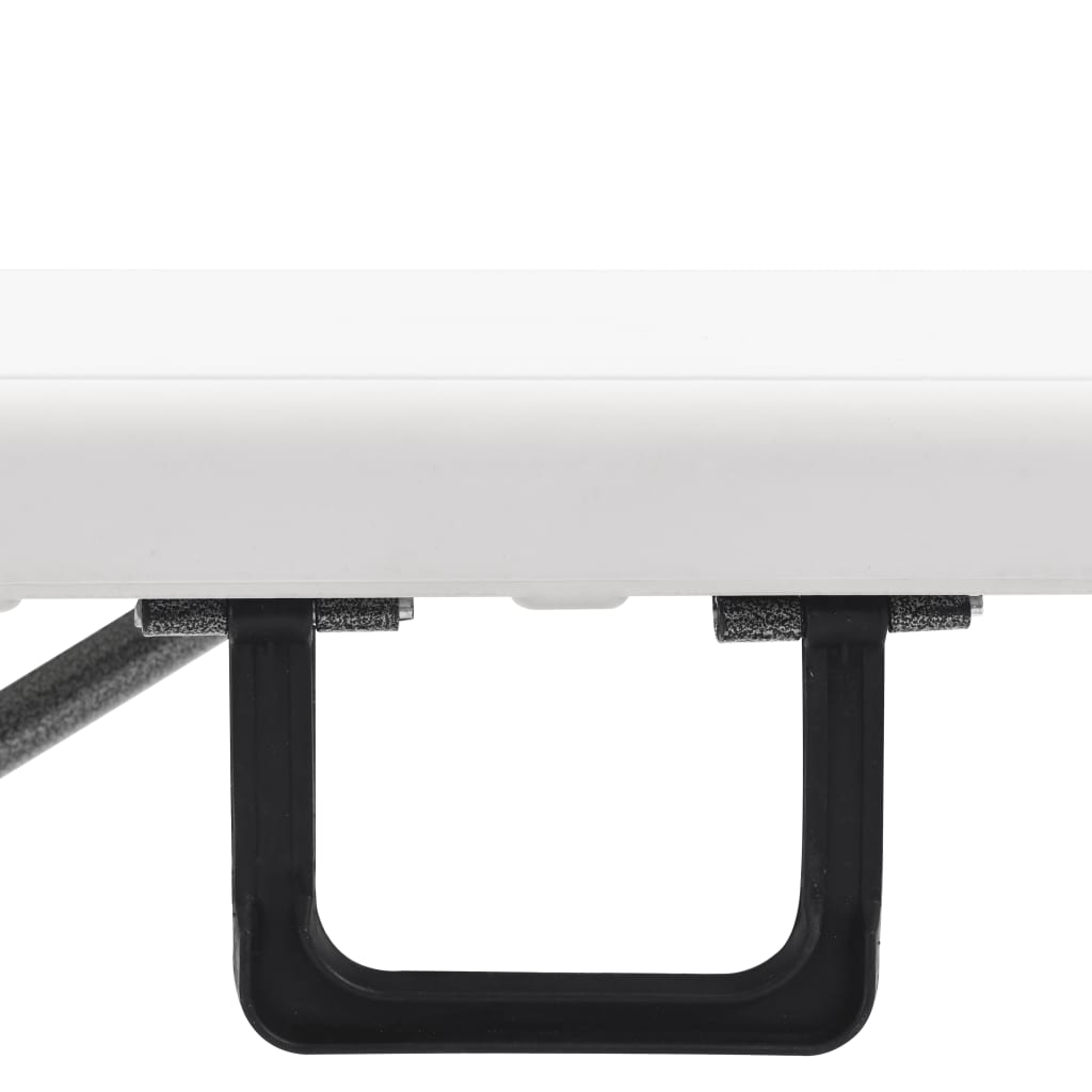 vidaXL Zložljiva vrtna miza z 2 klopema 180 cm jeklo in HDPE bela