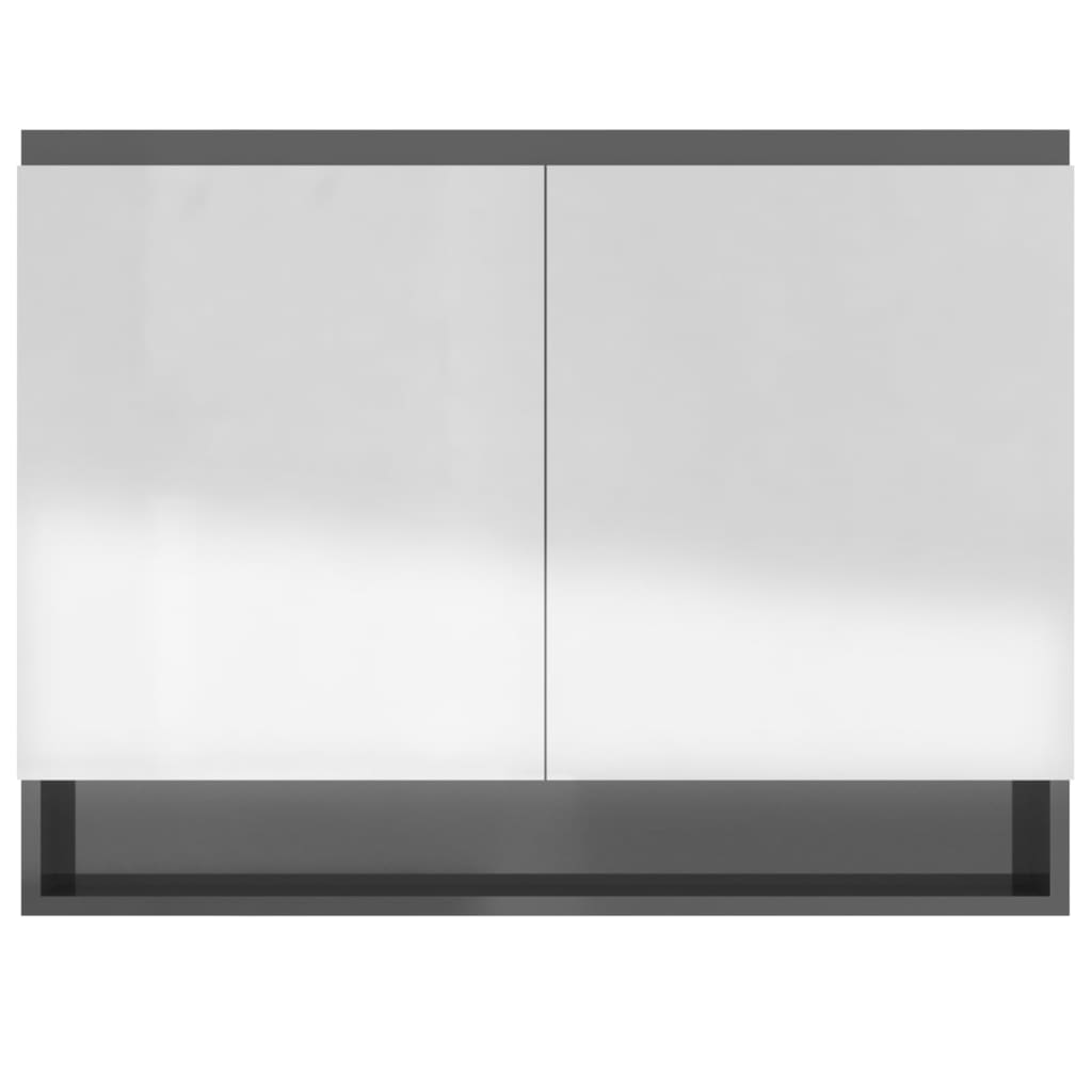 vidaXL Kopalniška omarica z ogledalom 80x15x60 cm MDF sijoče siva