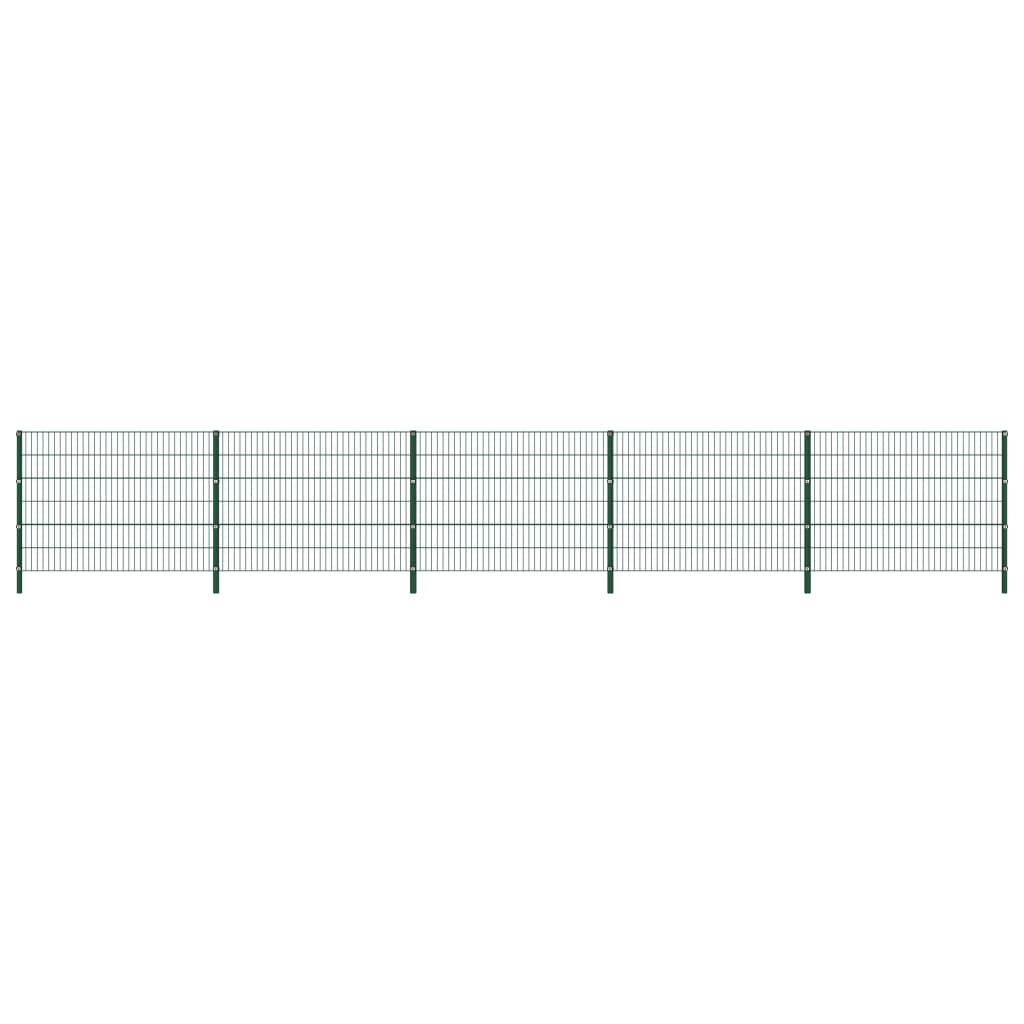 vidaXL Ograjni paneli s stebrički železo 8,5x1,2 m zeleni