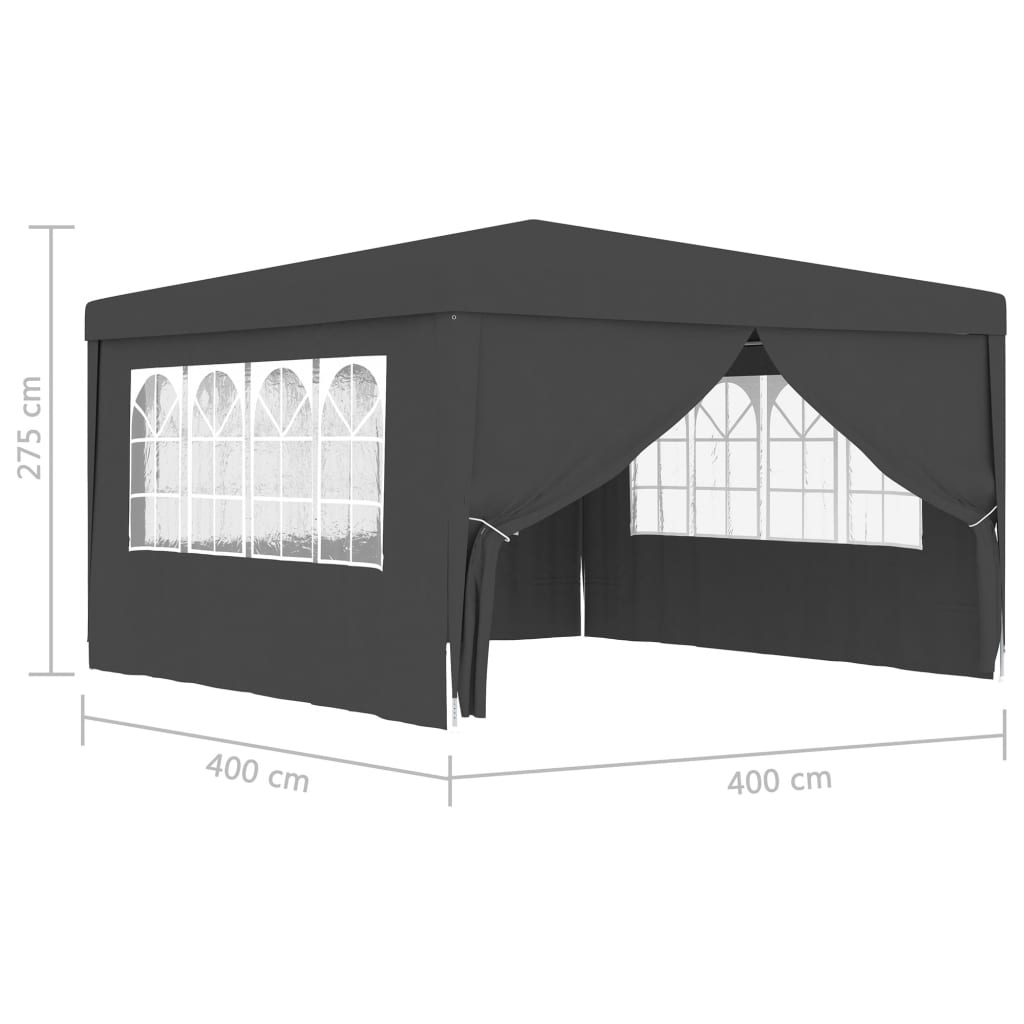 vidaXL Profesionalen vrtni šotor s stranicami 4x4 m antraciten 90 g/m²