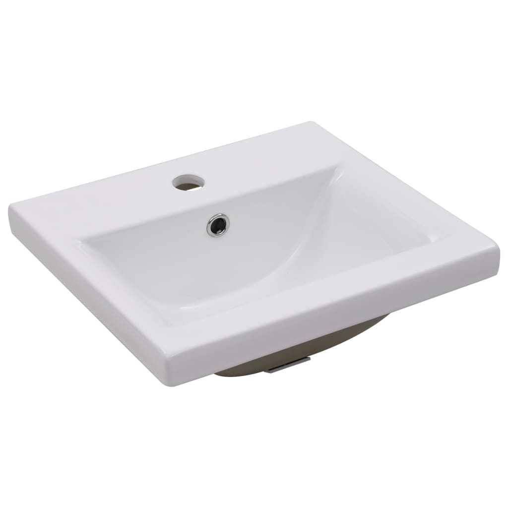 vidaXL Omarica za umivalnik z vgradnim umivalnikom bela sonoma hrast