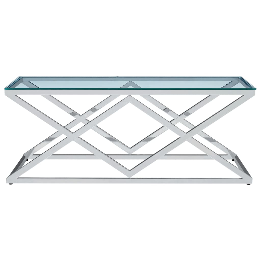 vidaXL Klubska mizica prozorna 120x60x45 cm kaljeno steklo in jeklo