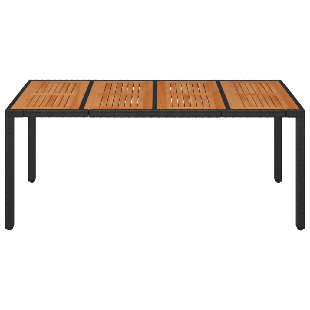 vidaXL Vrtna miza z leseno mizno ploščo črna 190x90x75 cm poli ratan
