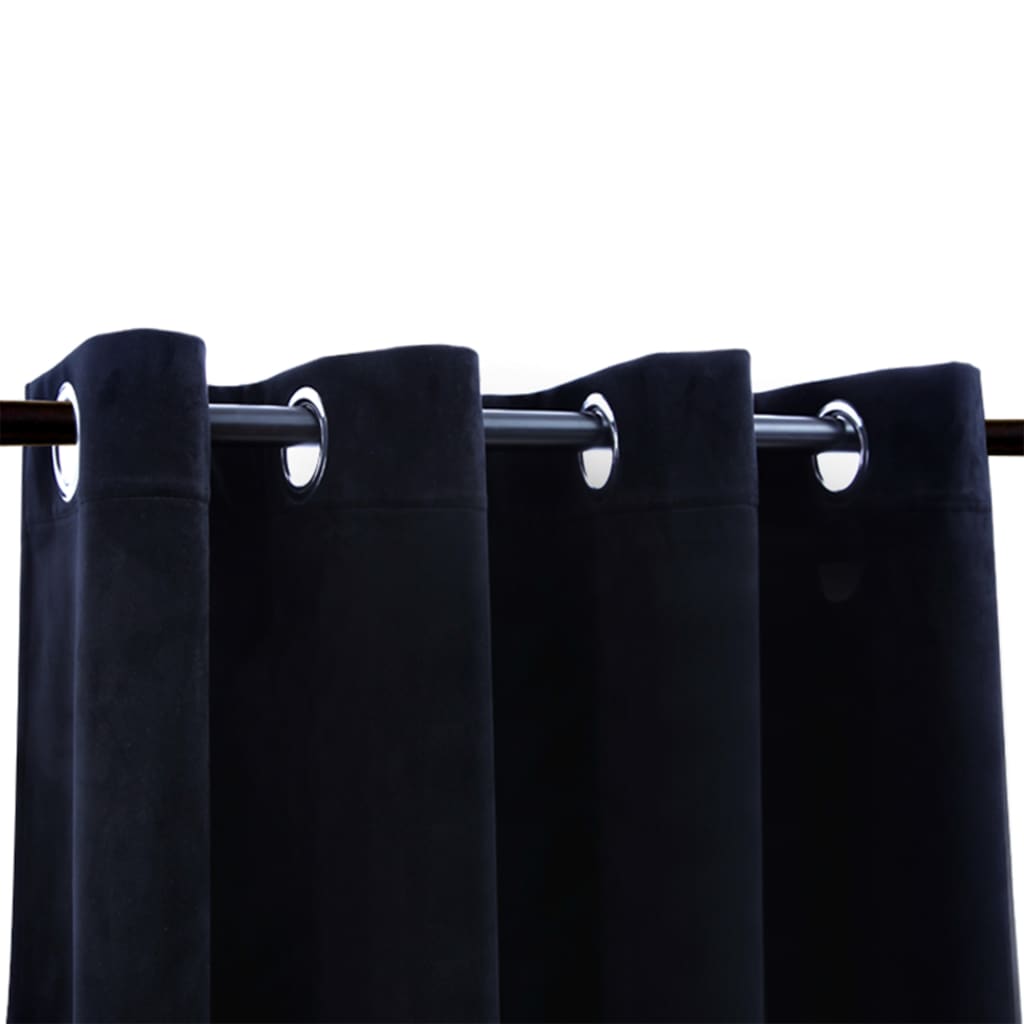 vidaXL Zatemnitvene zavese z obročki 2 kosa žamet črne 140x245 cm