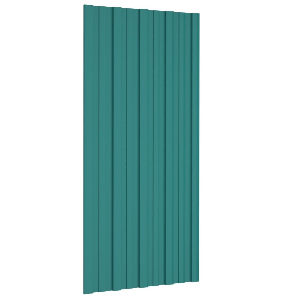 vidaXL Strešni paneli 12 kosov pocinkano jeklo zeleni 100x45 cm