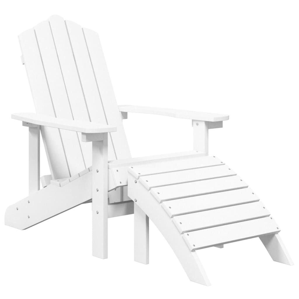 vidaXL Vrtni stoli Adirondack 2 kosa s stolčki za noge HDPE beli