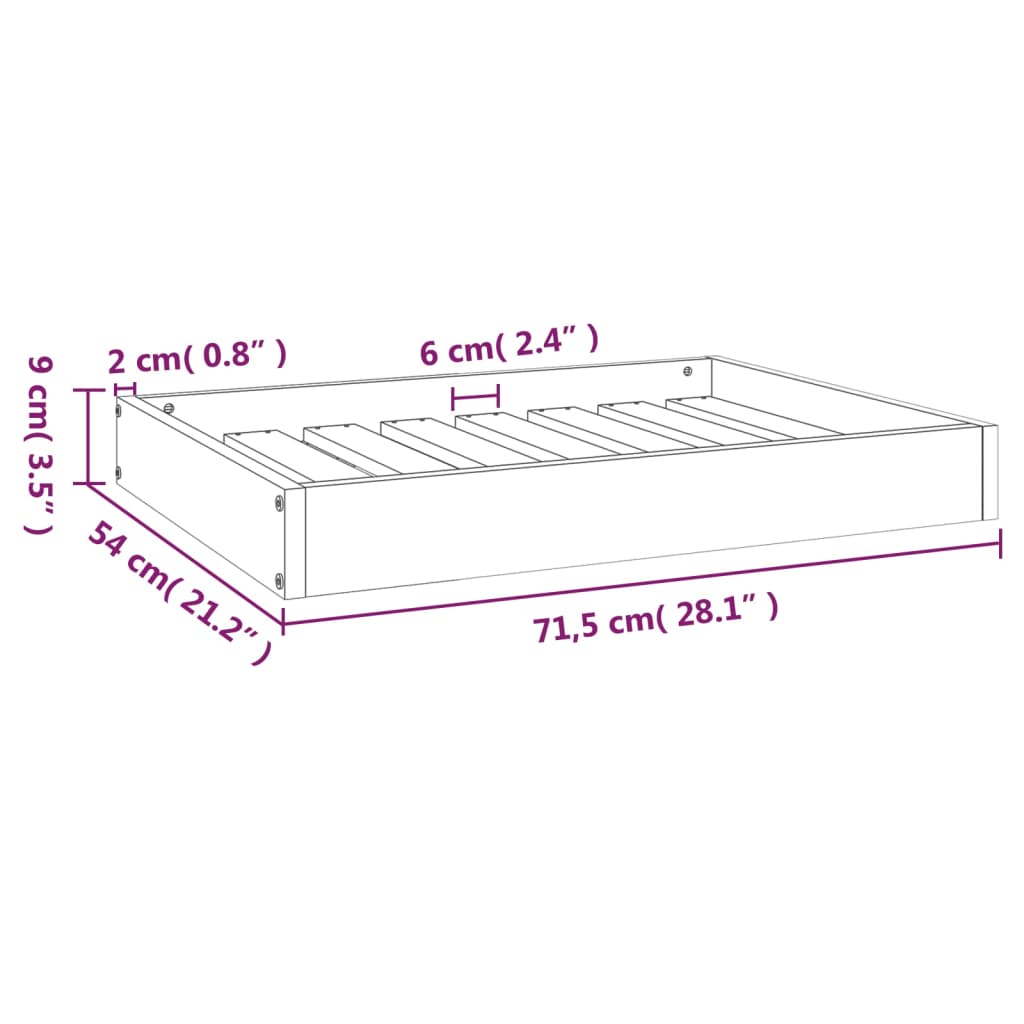 vidaXL Pasja postelja bel 71,5x54x9 cm trdna borovina