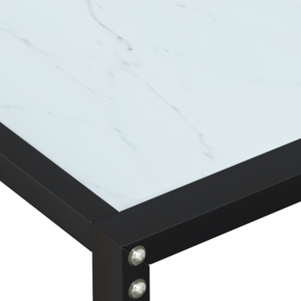 vidaXL Konzolna mizica beli marmor 200x35x75,5 cm kaljeno steklo
