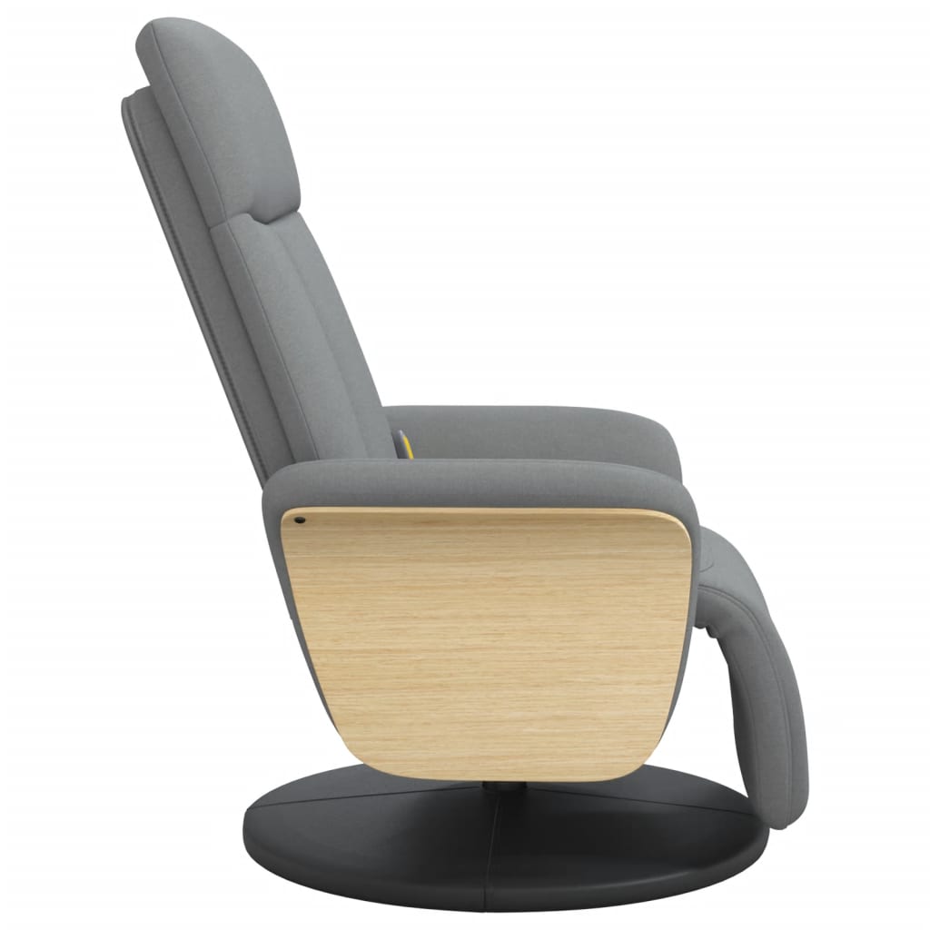 vidaXL Masažni naslanjač s stolčkom za noge svetlo sivo blago