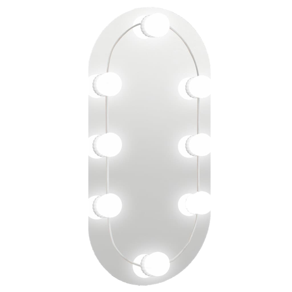 vidaXL Ogledalo z LED lučkami 40x20 cm stekleno ovalno