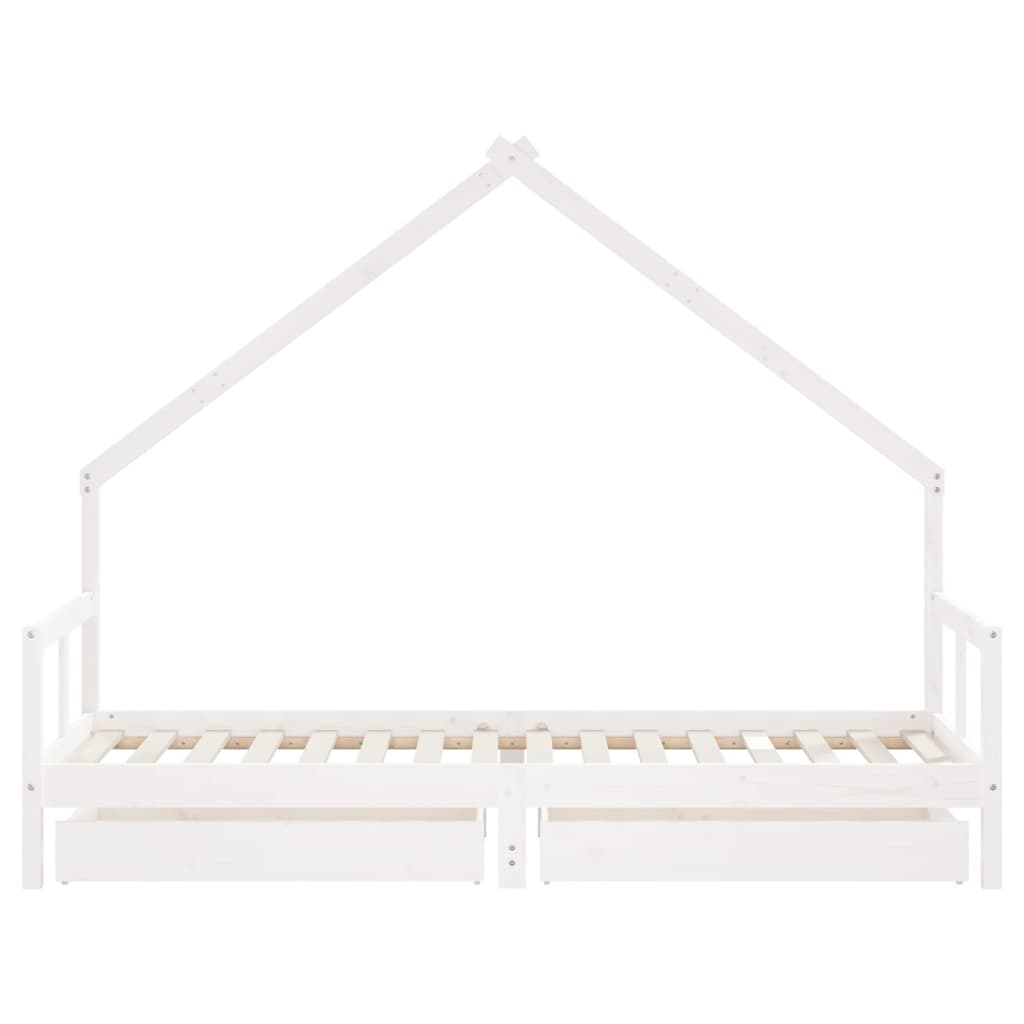 vidaXL Otroški posteljni okvir s predali bel 80x200 cm trdna borovina