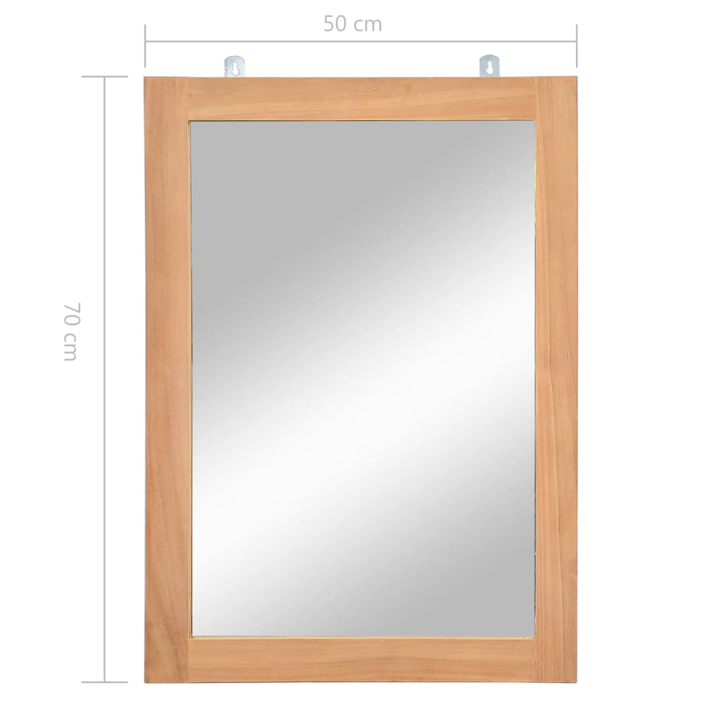 vidaXL Stensko ogledalo iz trdne tikovine 50x70 cm